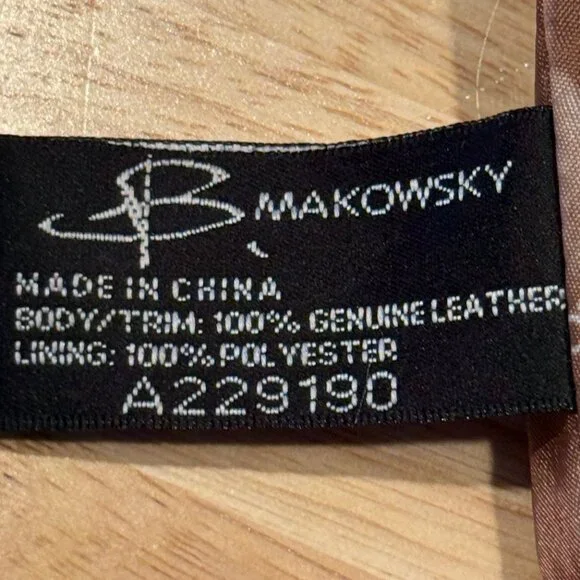 B. Makowsky Mahogany Brown & Black Pebble Leather Shoulder Bag Purse & Dust Bag - Picture 12 of 12